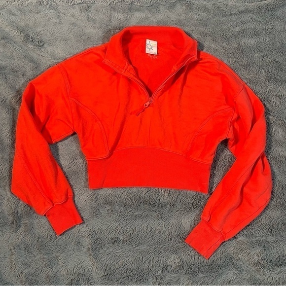 Aerie Offline Medium Sweater Quarter Zip Up Cropped Sweatshirt Cozy Lounge Top M - Picture 3 of 5